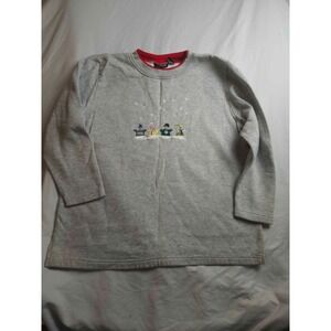 Ladies Club Sweatshirt Womens Large Grey Snowman Embroidered Holiday Winter Crew
